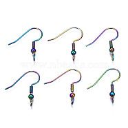 Ion Plating(IP) 304 Stainless Steel French Earring Hooks, Flat Earring Hooks, Ear Wire, with Beads and Vertical Loop, Rainbow Color, 21x16~17mm, Hole: 2.5mm, 22 Gauge, Pin: 0.6mm(STAS-S119-021)