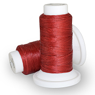 Flat Waxed Polyester Cord, for Leather Sewing Stitching, Dark Red, 0.8mm, about 54.68 yards(50m)/roll(OCOR-E021-A10)