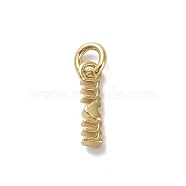 Brass Charms, with Jumnp Rings, Word, 12x3x2mm(KK-H493-01G-11)