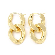 Brass Double Interlocking Oval Dangle Hoop Earrings for Women, Golden, 36mm, Pin: 0.8mm(EJEW-E275-05G)