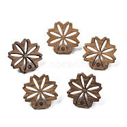 Walnut Wood Stud Earring Findings, with 316 Stainless Steel Pin and Hole, Flower, Tan, 17.5x17.5mm, Hole: 1.8mm, Pin: 0.8mm(MAK-T009-01)