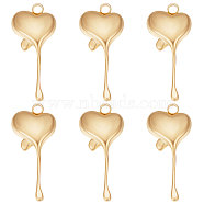 15Pcs Ion Plating(IP) 304 Stainless Steel Pendants, Melting Heart Charms, Real 18K Gold Plated, 19.5x9x2.5mm, Hole: 1.5mm(STAS-BBC0002-11)