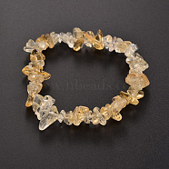 Natural Gemstone Beaded Stretch Bracelets, Citrine, Inner Diameter: 1-7/8~2 inch(4.8~5.2cm)(X-BJEW-JB01823-03)