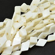Dyed Natural Freshwater Shell Rhombus Bead Strands, Beige, 15x10x3mm, Hole: 1mm, about 26pcs/strand, 14.9 inch.(X-SHEL-M001-02A)