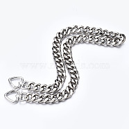 Bag Chains Straps, Aluminum Curb Link Chains, with Alloy Love Type Swivel Clasps, for Bag Replacement Accessories, Platinum, 680x17mm(FIND-Q089-001P)