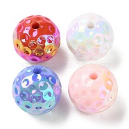UV Plating Opaque Acrylic Beads, Iridescent, Round, Mixed Color, 20mm, Hole: 3mm(SACR-F010-03B)