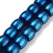 Synthetic Magnetic Hematite Beads Strands, Long-Lasting Plated, Barrel, Blue Plated, 8~8.5x7.5~8mm, Hole: 1mm, about 51pcs/strand, 16.54''(42cm)(G-P545-H01-01E)