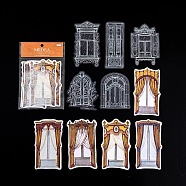 10Pcs Retro Curtain Theme PET & Paper Decorative Stickers, for DIY Scrapbooking, Dark Orange, 70~130mm(PW-WG52414-03)