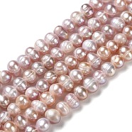 Natural Cultured Freshwater Pearl Beads Strands, Potato, Grade A+, Rosy Brown, 4~7x4.5~5mm, Hole: 0.5mm, about 69pcs/strand, 13.27~13.62 inch(33.7~34.6cm)(PEAR-E018-79B)