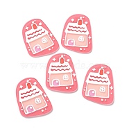 Printed Acrylic Cabochons, Arch with House Pattern, Light Coral, 39x30.8x2mm(MACR-C003-31)
