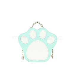 DIY Imitation Leather Paw Print Shape Crossbody Lady Bag Making Kits, Handmade Shoulder Bags Sets for Beginners, Cyan, Finish Product: 20.5x33.5x8.5cm(PW-WG14009-03)