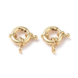 Eco-friendly Brass Spring Ring Clasps, Cadmium Free & Lead Free, Long-Lasting Plated, Real 24K Gold Plated, 12x12x1~4mm, Hole: 1mm(KK-D082-02G-B)