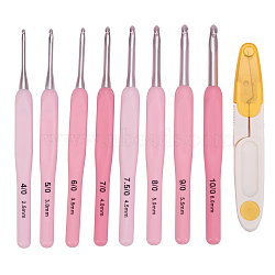 Sewing Tool Sets, Crochet Hooks, with TPR & PP Handle, Scissor, Mixed Color, 138x12x10.5mm, Pin: 2.5mm/3mm/3.5mm/4mm/4.5mm/5mm/5.5mm/6mm(TOOL-YW0001-09)