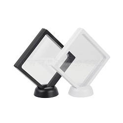 Acrylic Frame Stands, with Transparent Membrane, 3D Floating Frame Display Holder, Coin Display Box, Rhombus, Mixed Color, 15x15x5.5cm(BDIS-L002-01)