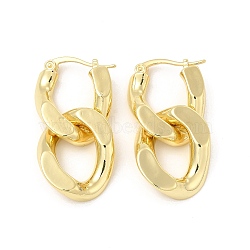 Brass Double Interlocking Oval Dangle Hoop Earrings for Women, Golden, 36mm, Pin: 0.8mm(EJEW-E275-05G)