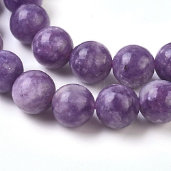 Natural Lepidolite/Purple Mica Stone Beads Strands, Round, 8mm, Hole: 1mm, about 46pcs/Strand, 15.1 inch(38cm)(G-L535-01-8mm)