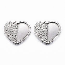 304 Stainless Steel Cabochons, Heart, Stainless Steel Color, 14.5x16x2mm(STAS-H398-35P)