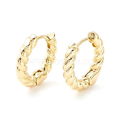 Brass Twisted Rope Chunky Hinged Huggie Hoop Earrings for Women, Cadmium Free & Nickel Free & Lead Free, Real 18K Gold Plated, 17x3mm, Pin: 0.8mm(X-EJEW-P196-25G)