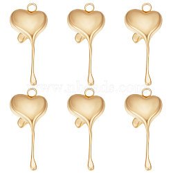 15Pcs Ion Plating(IP) 304 Stainless Steel Pendants, Melting Heart Charms, Real 18K Gold Plated, 19.5x9x2.5mm, Hole: 1.5mm(STAS-BBC0002-11)