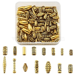 Tibetan Style Alloy Beads, Column & Tube & Oval & Cuboid & Shuttle, Antique Golden, 82x82x27mm, 150pcs/box(TIBEB-TA0001-19AG)