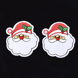 Computerized Embroidery Cloth Iron On Patches, Costume Accessories, Appliques, Father Christmas, White, 70x65x1.5mm(FIND-T030-004)