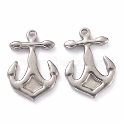 Non-Tarnish 304 Stainless Steel Pendants, Anchor, Stainless Steel Color, 23x16x3mm, Hole: 1.8mm(STAS-O140-09P)