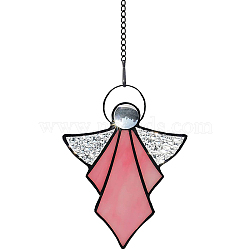 Angel Stained Acrylic Window Planel with Chain, for Suncatchers Window Home Hanging Ornaments, Flamingo, 134.6x101.6mm(STGL-PW0001-24A)