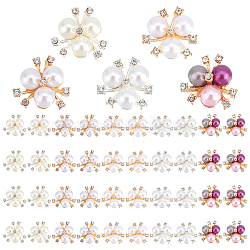 Elite 50Pcs 5 Style Alloy Cabochons, with Crystal Rhinestone & ABS Plastic Imitation Pearl, Flower, Mixed Color, 20x20.5~21x8.5~10.5mm, 10pcs/style(FIND-PH0003-88)