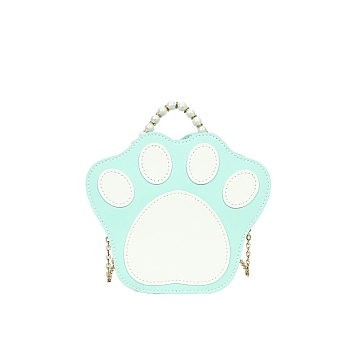 DIY Imitation Leather Paw Print Shape Crossbody Lady Bag Making Kits, Handmade Shoulder Bags Sets for Beginners, Cyan, Finish Product: 20.5x33.5x8.5cm