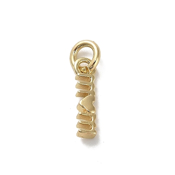 Brass Charms, with Jumnp Rings, Word, 12x3x2mm