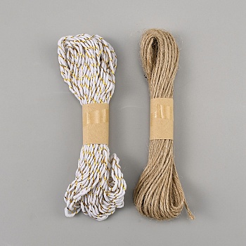 2 Bundles 2 Colors Jute Cord, Twisted Jute Twine, for DIY Craft, Mixed Color, 1.5mm, about 10.94 yards/bundle, 1 bundle/color