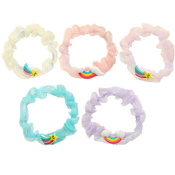 Colorful Fruit Hair Ties for Kids - Cute Elastic Hairbands with Bow and Beads.