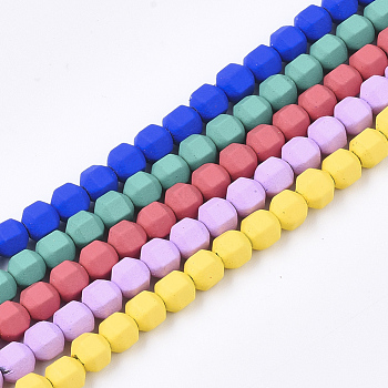 Spray Painted Non-magnetic Synthetic Hematite Beads Strands, Star Cut Round Beads, Faceted, Mixed Color, 4x4x4mm, Hole: 0.5mm, about 100pcs/strand, 15.7 inch