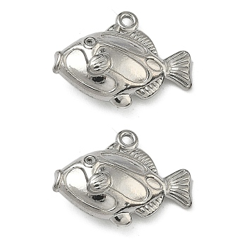 304 Stainless Steel Pendants, Stainless Steel Color, Tropical Fish Charm, 14.5x20x6mm, Hole: 1.2mm