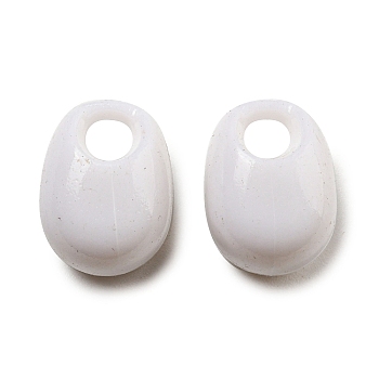 Opaque Acrylic Pendants, Teardrop Charms, White, 14.5x10.5x10mm, Hole: 3.5mm, about 535pcs/500g