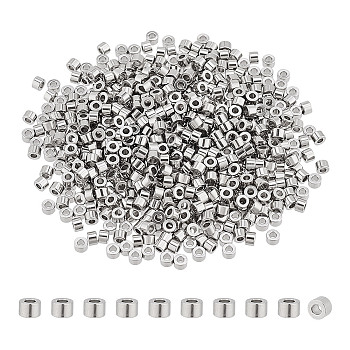 600Pcs 304 Stainless Steel Column Spacer Beads, Stainless Steel Color, 3x2mm, Hole: 1.5mm