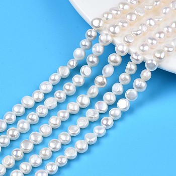 Natural Cultured Freshwater Pearl Beads Strands, Potato, Seashell Color, 6~7.5x6.5~8x4~6mm, Hole: 0.8mm, about 46~47pcs/strand, 13.98 inch~14.25 inch(35.5cm~36.2cm)