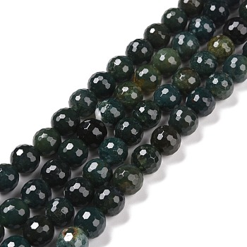 Natural Moss Agate Beads Strands, Faceted(128 Facets), Round, 10mm, Hole: 1.2mm, about 39pcs/strand, 15.16''(38.5cm)