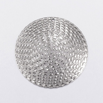 304 Stainless Steel Pendants, Flat Round, Bumpy , Stainless Steel Color, 31x3mm, Hole: 1mm