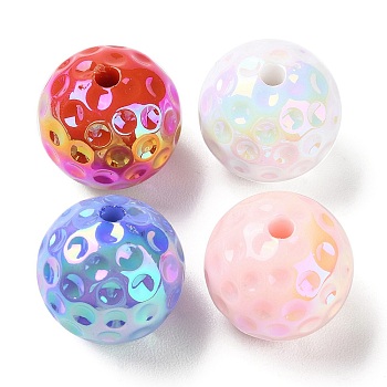 UV Plating Opaque Acrylic Beads, Iridescent, Round, Mixed Color, 20mm, Hole: 3mm