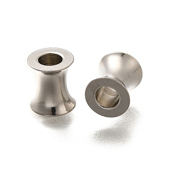 202 Stainless Steel European Beads, Large Hole Beads, Column, Stainless Steel Color, 9x8mm, Hole: 4mm