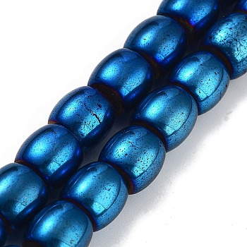 Synthetic Magnetic Hematite Beads Strands, Long-Lasting Plated, Barrel, Blue Plated, 8~8.5x7.5~8mm, Hole: 1mm, about 51pcs/strand, 16.54''(42cm)