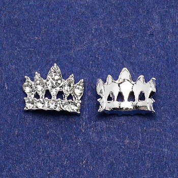 Crown Alloy Rhinestone Nail Art Cabochons, Nail Art Charms for Women DIY Manicures Decoration Accessories, Crystal, 7x9x2mm