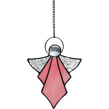 Angel Stained Acrylic Window Planel with Chain, for Suncatchers Window Home Hanging Ornaments, Flamingo, 134.6x101.6mm