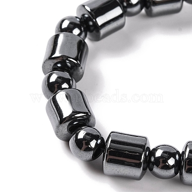 Round & Column Synthetic Non-magnetic Hematite Beaded Stretch Bracelets for Women(BJEW-Q345-04)-2