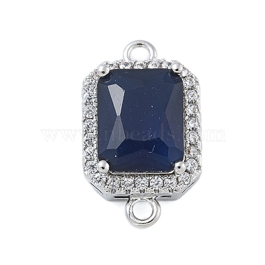 Platinum Blue Rectangle Brass+Cubic Zirconia Links