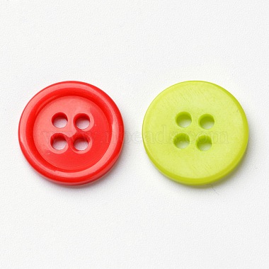 Lovely Four-hole Assorted Buttons, ABS Plastic Button, Mixed Color, about  15mm in diameter, hole: 2mm, about 400pcs/bag