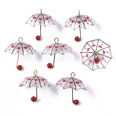 Golden Red Umbrella Acrylic Pendants