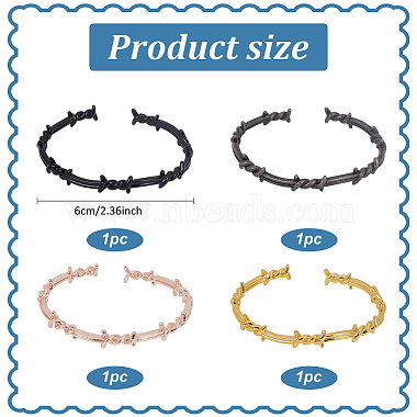 4Pcs 4 Colors Alloy Thornlet Open Cuff Bangles Set(BJEW-AN0001-78)-2