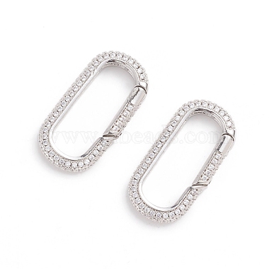 Anneaux de porte à ressort en zircone cubique transparent micro pave en laiton(ZIRC-E164-06P)-2